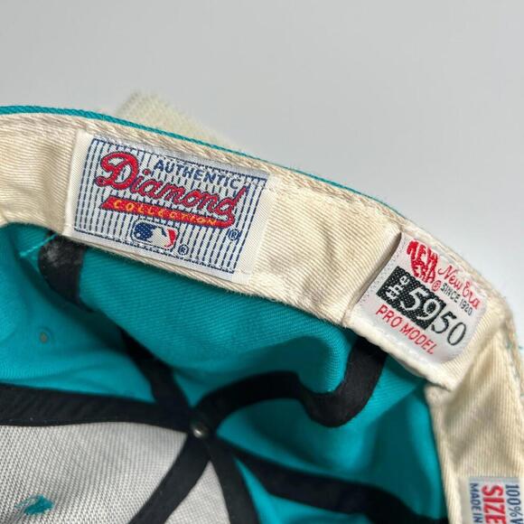 Vintage 90s Florida Marlins New Era 5950 Wool Fitted Cap 7 3/8 MLB Diamond USA - Picture 5 of 8